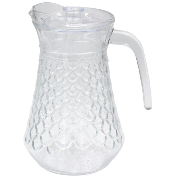 Κανάτα γυάλινη 1400 ml 16Χ13Χ20 εκ. με ανάγλυφο σχέδιο και πλαστικό καπάκι