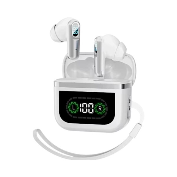 Ασύρματα ακουστικά Bluetooth με ψηφιακή οθόνη & θήκη φόρτισης – J61 – 814031 – White